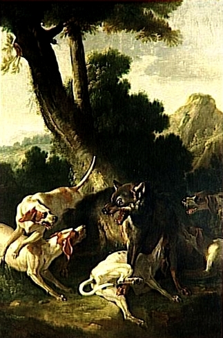 L'Hallali du loup - XVIIIe siècle - © RMN - Joconde - Musée national des châteaux de Versailles et de Trianon - Arnaudet - J. Schormans